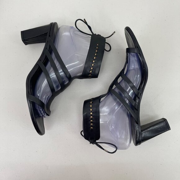 Carritz Arae Black Leather Heeled Open Toe Ankle Strap Sandals Shoes Womens 40 - Picture 5 of 7